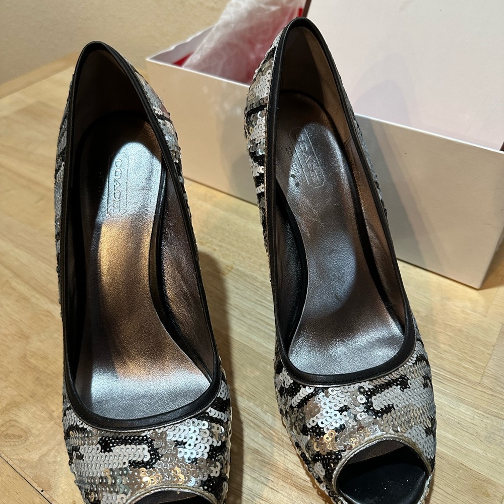 Coach Ashley Leopard Sequin shoes